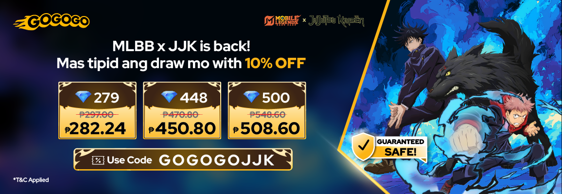 Top up for the JJK Collab with 10% Off MLBB Diamonds